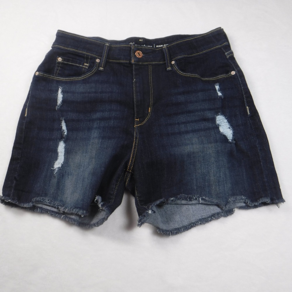 Signature by Levi Strauss Womens High Rise Distressed Denim Short Sz 8 W-29